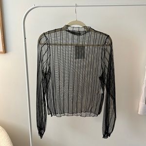 Oak and Fort Black Mesh Top size S